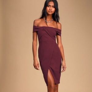 NWT Lulu’s plum off the shoulder bodycon dress
